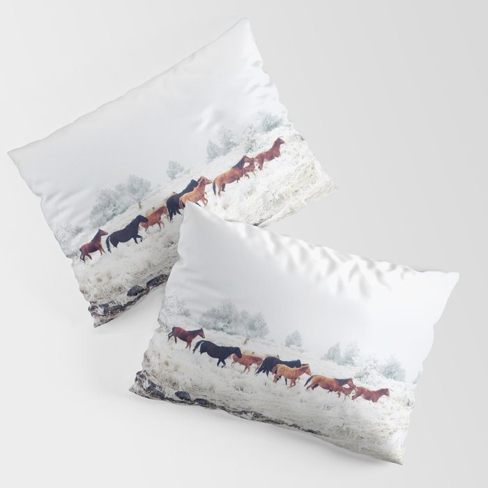 Winter Horse Herd Pillow Sham Gallery Image 3