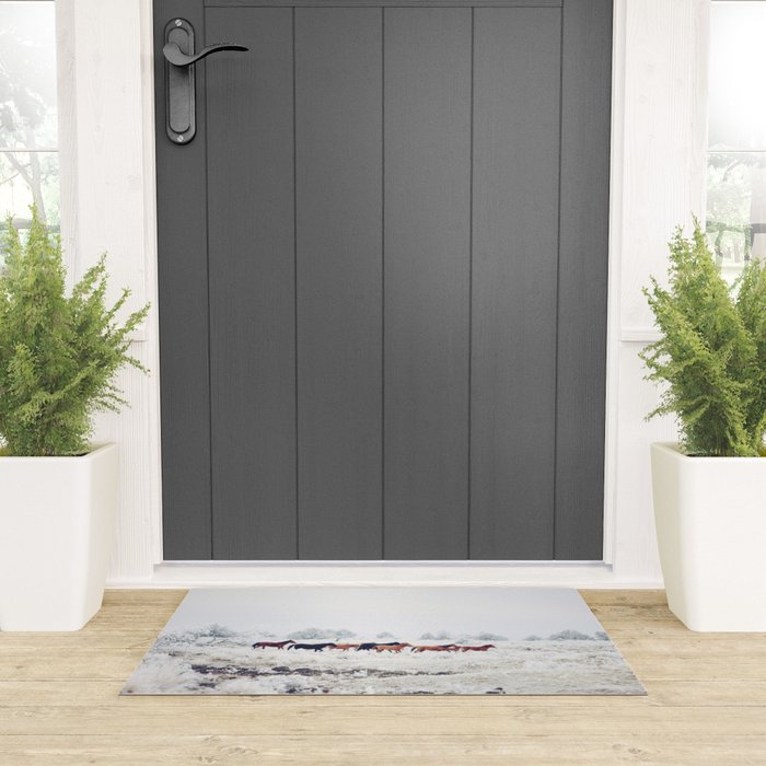 Winter Horse Herd Welcome Mat Gallery Image 3