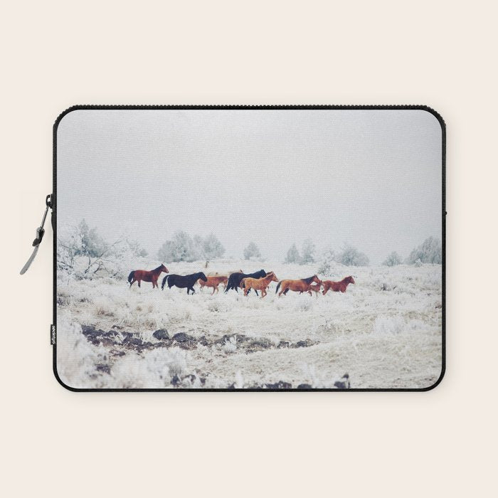 Winter Horse Herd Laptop Sleeve Gallery Image 1
