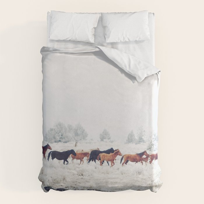Winter Horse Herd Duvet Cover Gallery Image 6