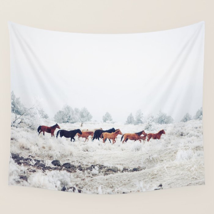 Winter Horse Herd Wall Tapestry Gallery Image 4