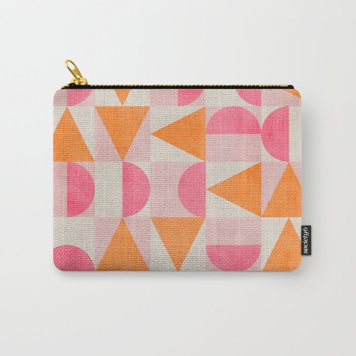Hot Pink Orange Modern Geometric Artwork Carry All Pouch Gallery Image 1
