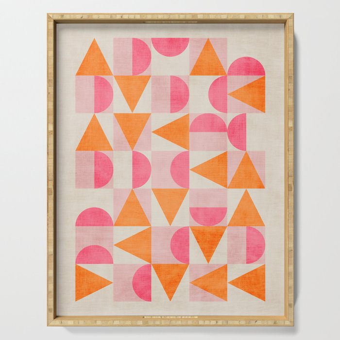 Hot Pink Orange Modern Geometric Artwork Serving Tray Gallery Image 1