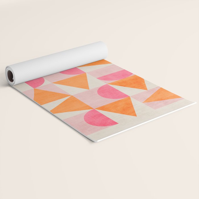 Hot Pink Orange Modern Geometric Artwork Yoga Mat Gallery Image 2