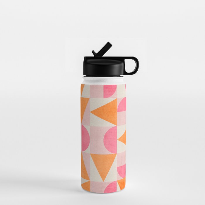 Hot Pink Orange Modern Geometric Artwork Water Bottle Gallery Image 1