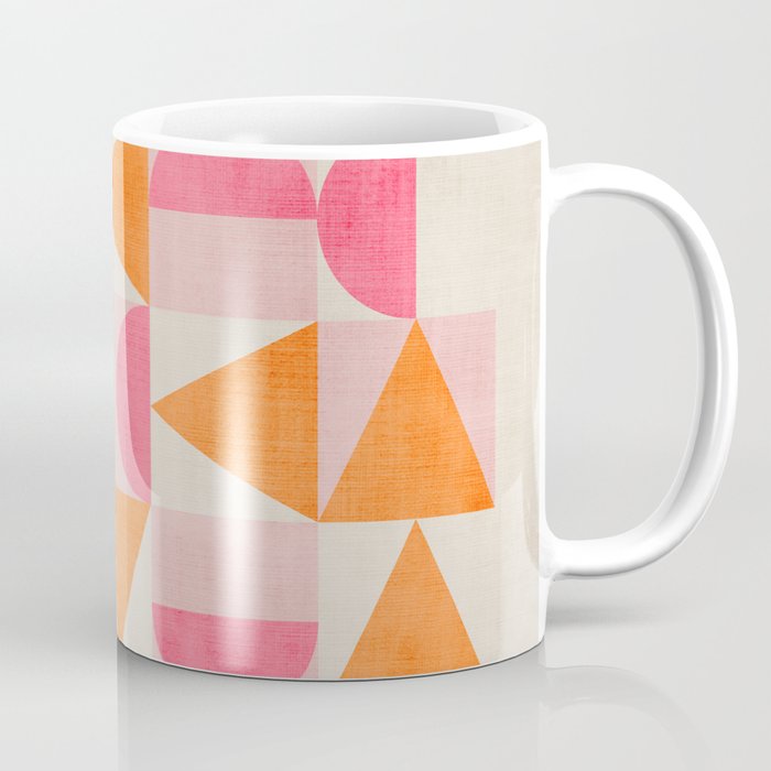 Hot Pink Orange Modern Geometric Artwork Coffee Mug Gallery Image 1