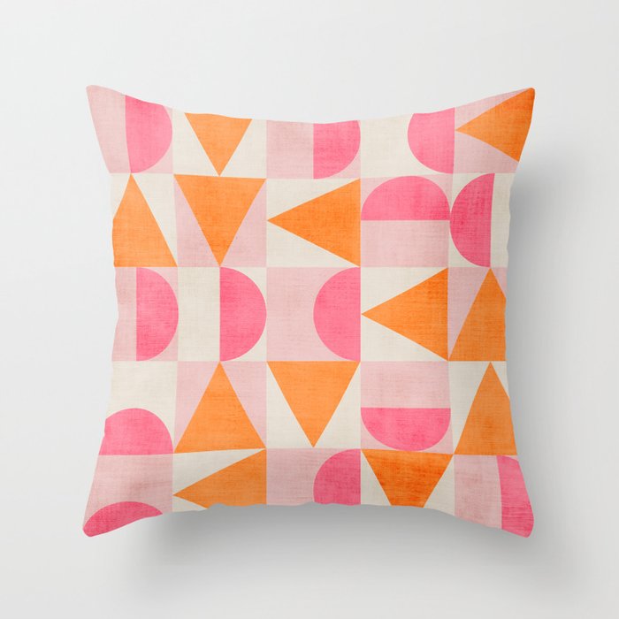 Hot Pink Orange Modern Geometric Artwork Throw Pillow Gallery Image 6