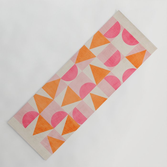 Hot Pink Orange Modern Geometric Artwork Yoga Mat Gallery Image 1