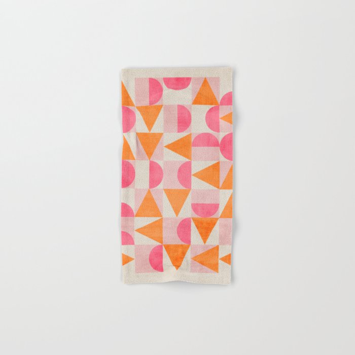 Hot Pink Orange Modern Geometric Artwork Bath Towel Gallery Image 1