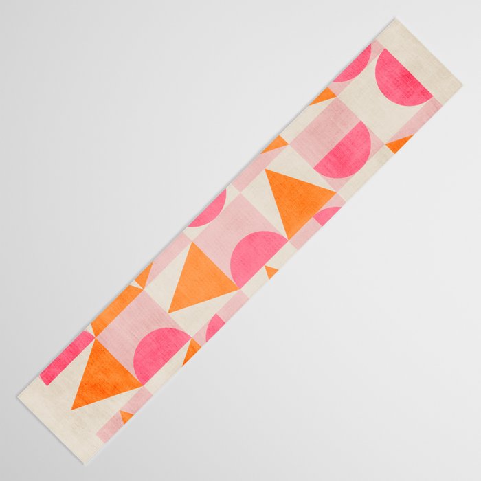 Hot Pink Orange Modern Geometric Artwork Table Runner Gallery Image 3