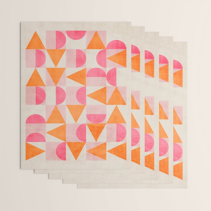 Hot Pink Orange Modern Geometric Artwork Wrapping Paper Gallery Image 3