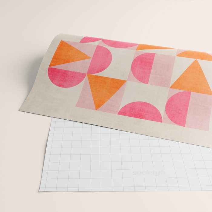 Hot Pink Orange Modern Geometric Artwork Wrapping Paper Gallery Image 2