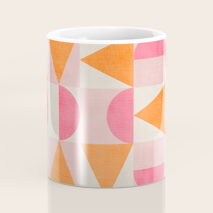 Hot Pink Orange Modern Geometric Artwork Coffee Mug Gallery Image 4