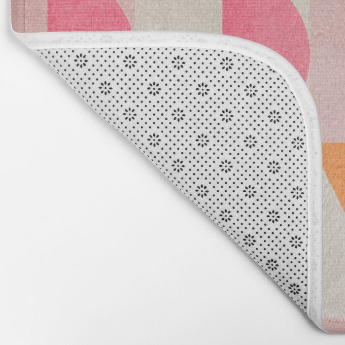 Hot Pink Orange Modern Geometric Artwork Bath Mat Gallery Image 2