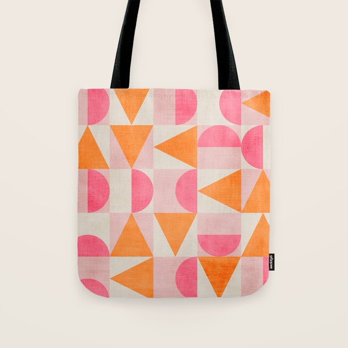 Hot Pink Orange Modern Geometric Artwork Tote Bag Gallery Image 1