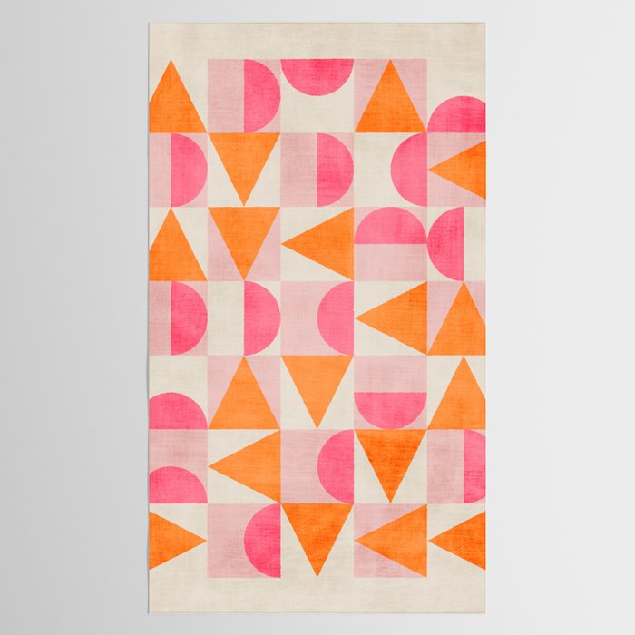 Hot Pink Orange Modern Geometric Artwork Tablecloth Gallery Image 2