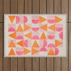 Hot Pink Orange Modern Geometric Artwork Outdoor Rug Gallery Image 1