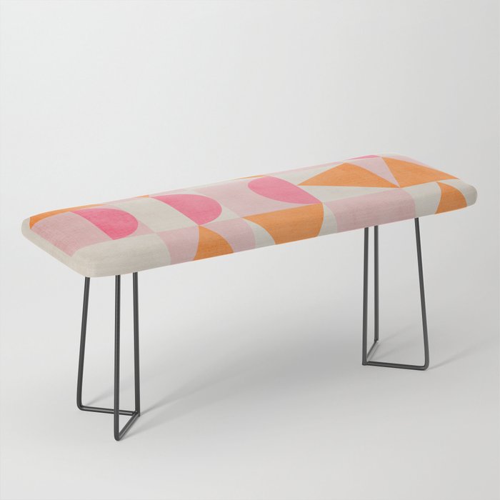 Hot Pink Orange Modern Geometric Artwork Bench Gallery Image 1