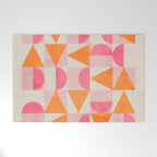 Hot Pink Orange Modern Geometric Artwork Welcome Mat Gallery Image 1