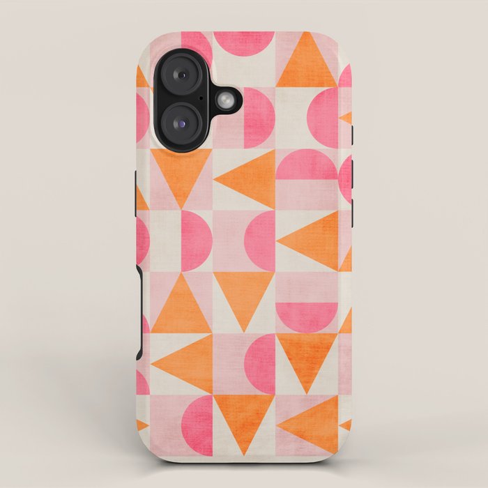 Hot Pink Orange Modern Geometric Artwork iPhone Case Gallery Image 1