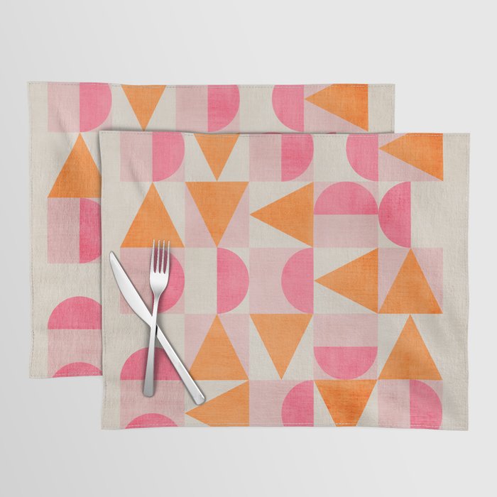 Hot Pink Orange Modern Geometric Artwork Placemat Gallery Image 1
