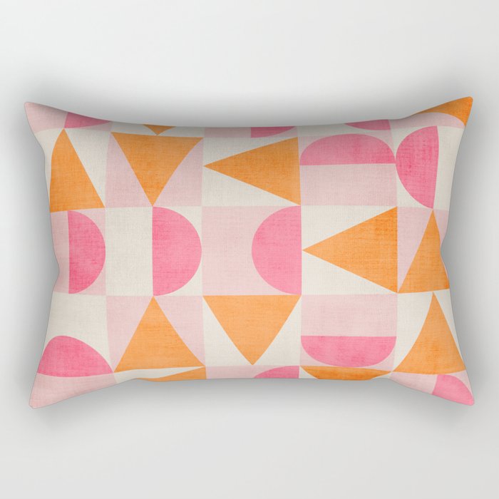 Hot Pink Orange Modern Geometric Artwork Rectangular Pillow Gallery Image 1