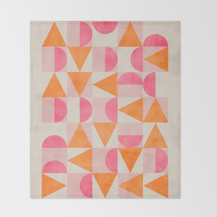 Hot Pink Orange Modern Geometric Artwork Throw Blanket Gallery Image 2