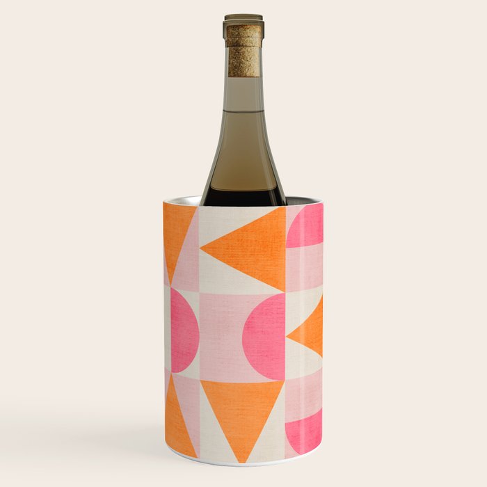 Hot Pink Orange Modern Geometric Artwork Wine Chiller Gallery Image 1