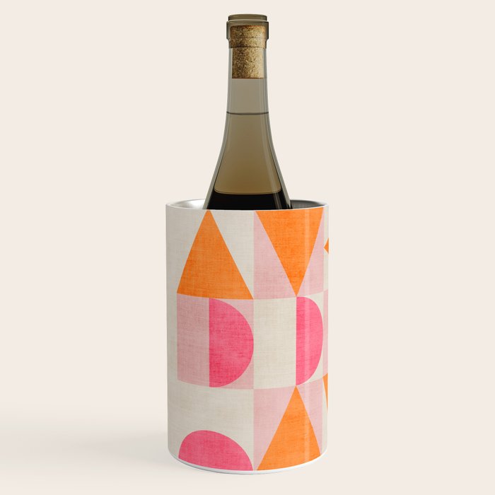 Hot Pink Orange Modern Geometric Artwork Wine Chiller Gallery Image 2