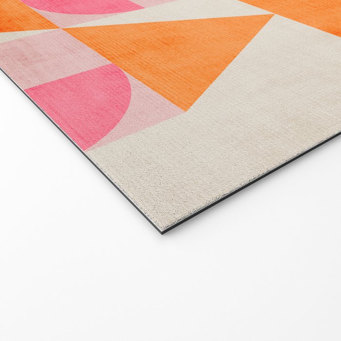Hot Pink Orange Modern Geometric Artwork Welcome Mat Gallery Image 2