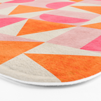 Hot Pink Orange Modern Geometric Artwork Bath Mat Gallery Image 3