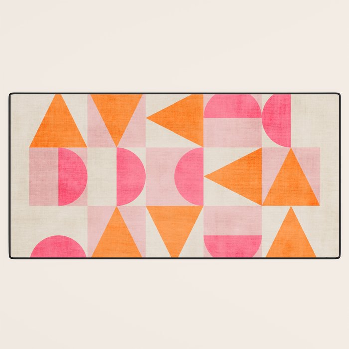 Hot Pink Orange Modern Geometric Artwork Desk Mat Gallery Image 3