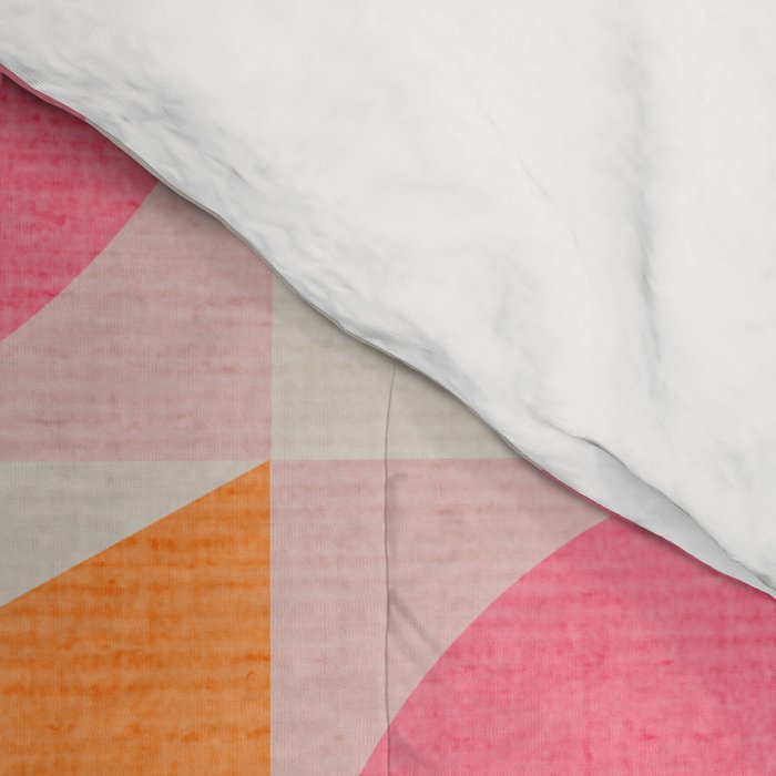 Hot Pink Orange Modern Geometric Artwork Comforter Gallery Image 4