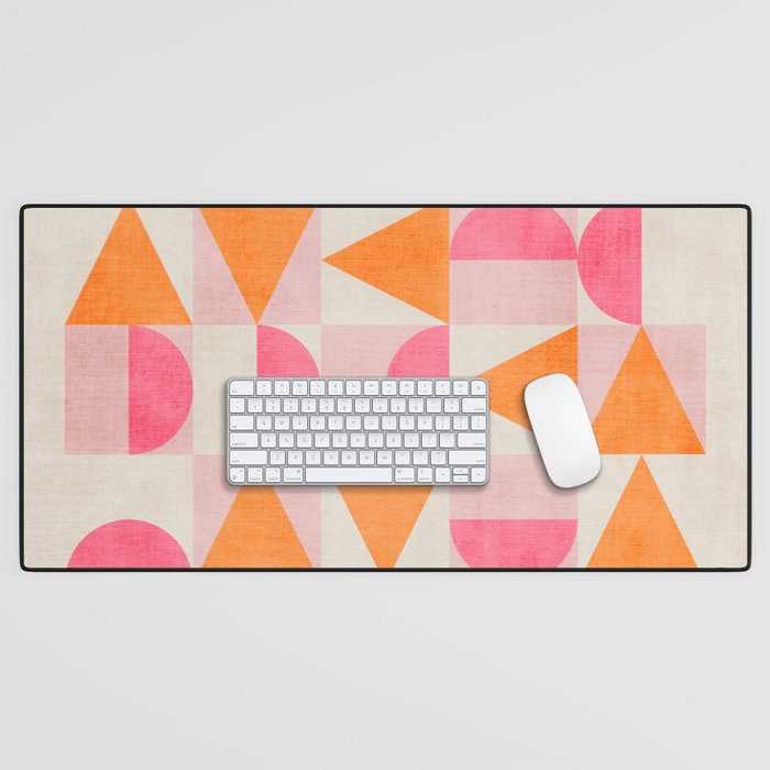 Hot Pink Orange Modern Geometric Artwork Desk Mat Gallery Image 1
