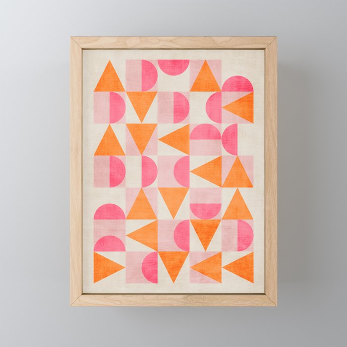 Hot Pink Orange Modern Geometric Artwork Mini Art Print Gallery Image 1