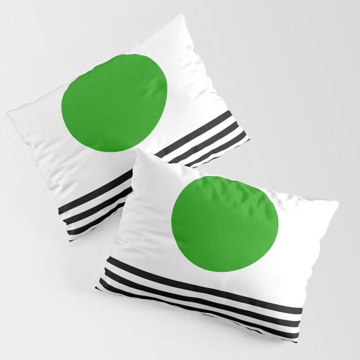 Mid-century Modern Lime Green Minimalist Sunset Over Striped Waves Pillow Sham Gallery Image 3