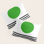 Mid-century Modern Lime Green Minimalist Sunset Over Striped Waves Pillow Sham Gallery Image 3