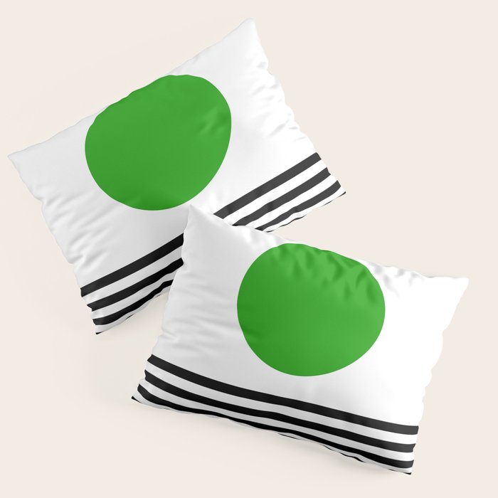 Mid-century Modern Lime Green Minimalist Sunset Over Striped Waves Pillow Sham Gallery Image 3