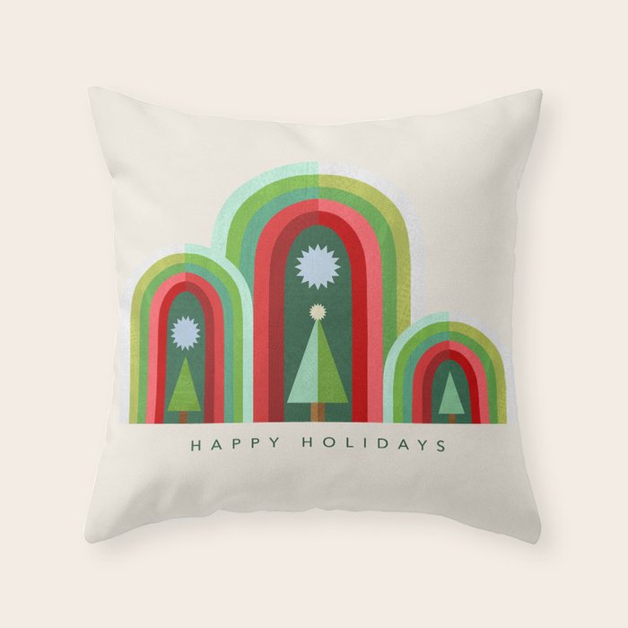 Rainbow Christmas Arches Throw Pillow Gallery Image 6