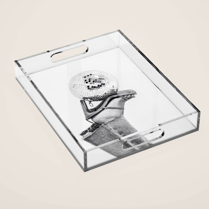 Disco Heels Trend Black White  Photo Art Acrylic Tray Gallery Image 1