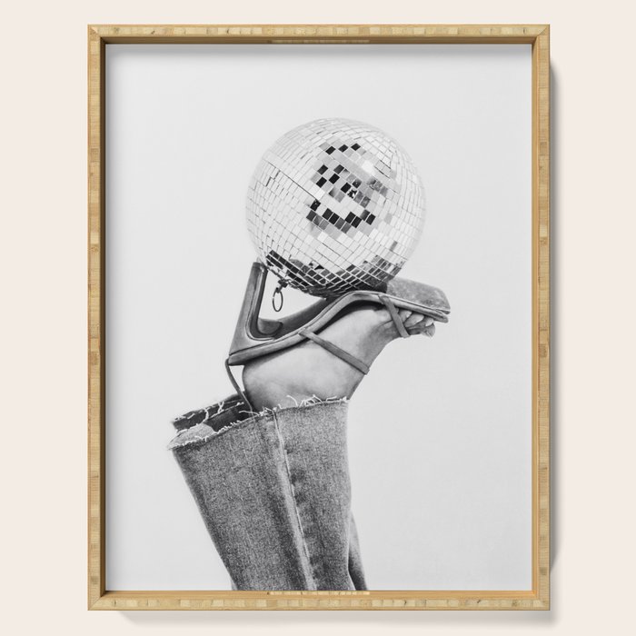 Disco Heels Trend Black White  Photo Art Serving Tray Gallery Image 1