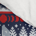 Fair isle knitting grey wolf // navy blue and grey wolves red moons and pine trees Comforter Gallery Image 4