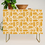 Mid Century Modern Piquet Abstract Multi Pattern Golden Ochre Mustard and Beige  Credenza Gallery Image 1