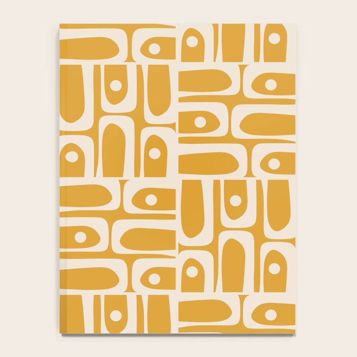 Mid Century Modern Piquet Abstract Multi Pattern Golden Ochre Mustard and Beige  Notebook Gallery Image 4