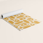 Mid Century Modern Piquet Abstract Multi Pattern Golden Ochre Mustard and Beige  Yoga Mat Gallery Image 2