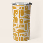 Mid Century Modern Piquet Abstract Multi Pattern Golden Ochre Mustard and Beige  Travel Mug Gallery Image 2