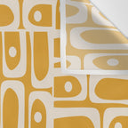 Mid Century Modern Piquet Abstract Multi Pattern Golden Ochre Mustard and Beige  Wall Tapestry Gallery Image 3