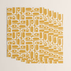 Mid Century Modern Piquet Abstract Multi Pattern Golden Ochre Mustard and Beige  Wrapping Paper Gallery Image 3