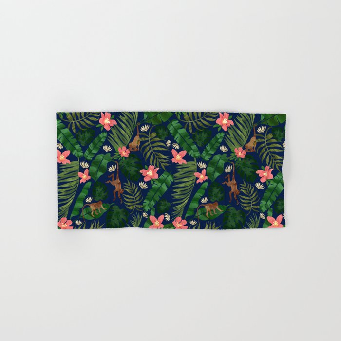 Tropical Garden - Dark Blue Bath Towel Gallery Image 1