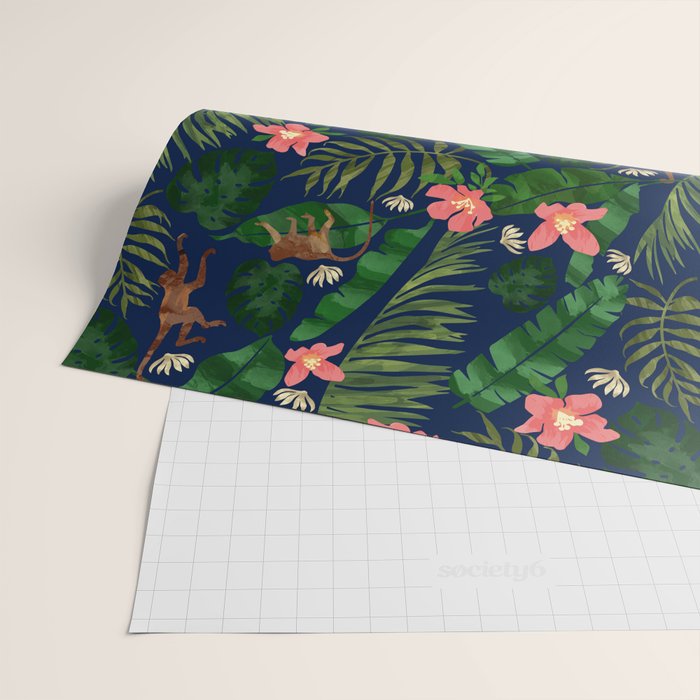 Tropical Garden - Dark Blue Wrapping Paper Gallery Image 2